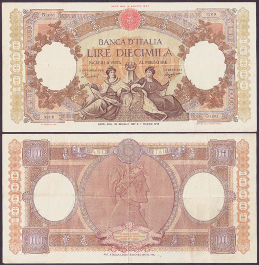 1957 Italy 10,000 Lire (VF)